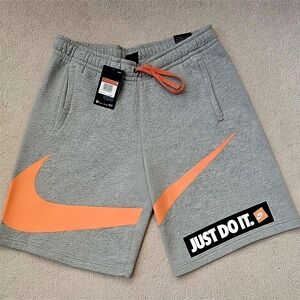 Nike Athletic Shorts in Gray with Orange Swoosh